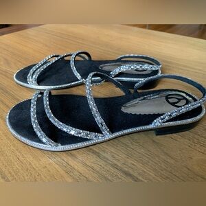 Elegant Rhinestone Strappy Flat Sandals